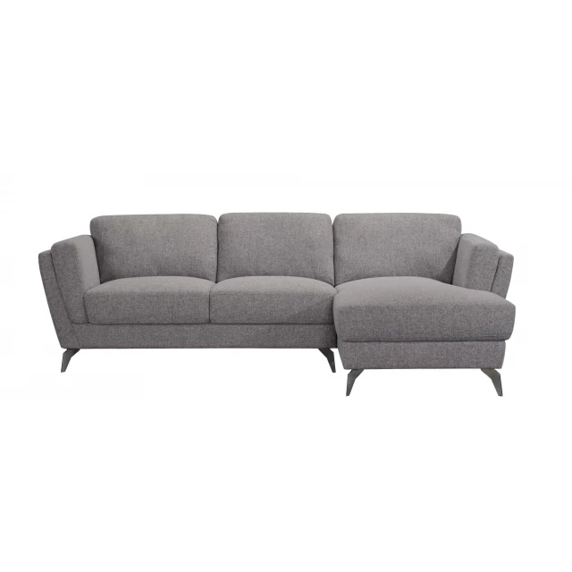 Blend Stationary L Shaped Sofa Chaise with Comfortable Cushions and Wooden Accents