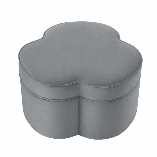 Gray velvet cocktail ottoman with a rectangular table-like design for a chic living room