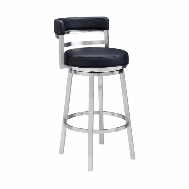 Low back counter height bar chair with metal frame and composite material