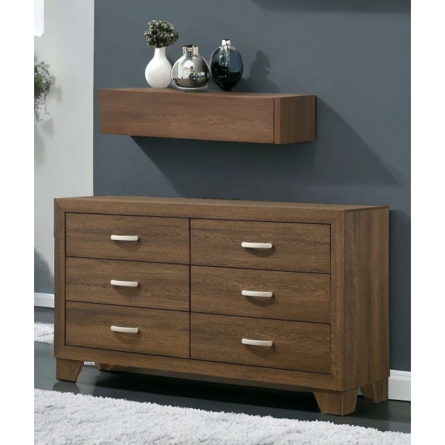 manufactured wood six drawer double dresser in modern style