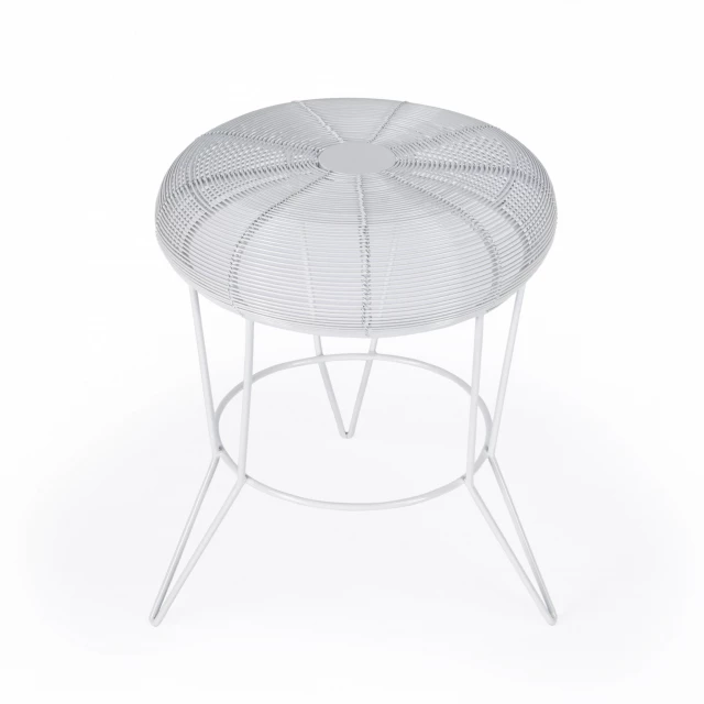White wire round end table modern outdoor furniture piece