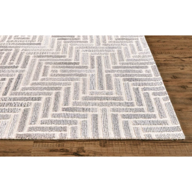 wool geometric tufted handmade area rug in brown beige and grey colors