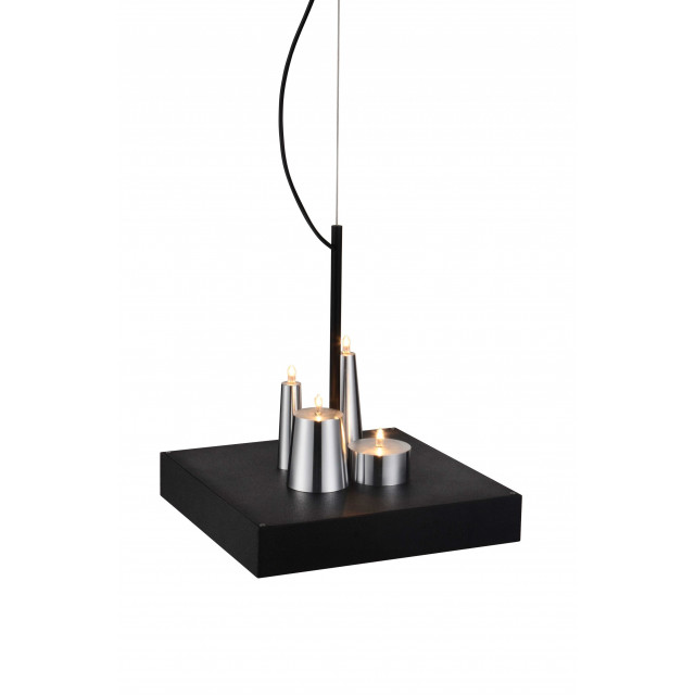 14 X 14 X 59 Black Stainless Steel Pendant Lamp