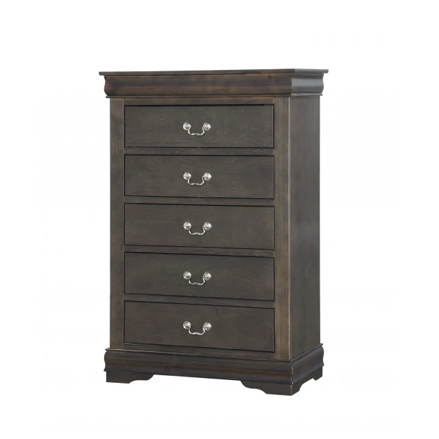 Solid wood five drawer lingerie chest in natural finish