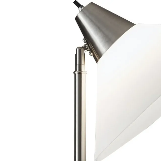 Elemental Brushed Steel Metal Torchiere With White Cone Shade Elemental Brushed Steel Metal Torchiere With White Cone Shade