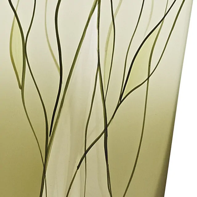 9 Mouth Blown European Made Green Glass Hand Decorated Vase