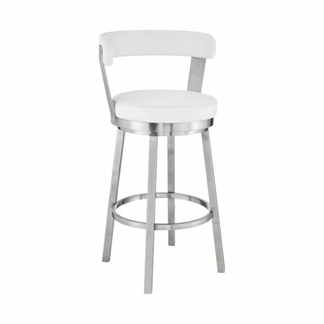 Swivel backless counter height bar chair with metal and plastic materials offering comfort