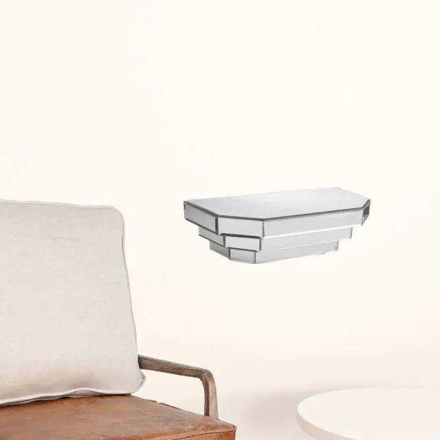 Contemporary Floating Mirrored Glass Stepped Shelf Contemporary Floating Mirrored Glass Stepped Shelf