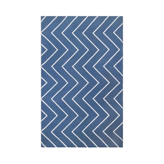 stain resistant indoor outdoor area rug with violet electric blue pattern and symmetrical design