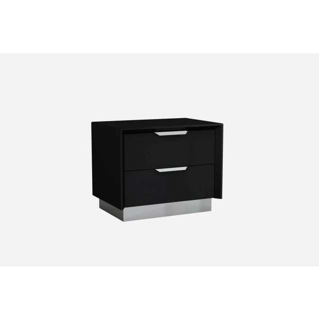 Black drawers nightstand with cabinetry design and rectangular shape suitable for bedroom storage