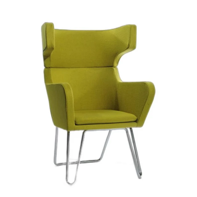 Green fabric wool polyester lounge chair with armrests for comfortable seating in a modern style
