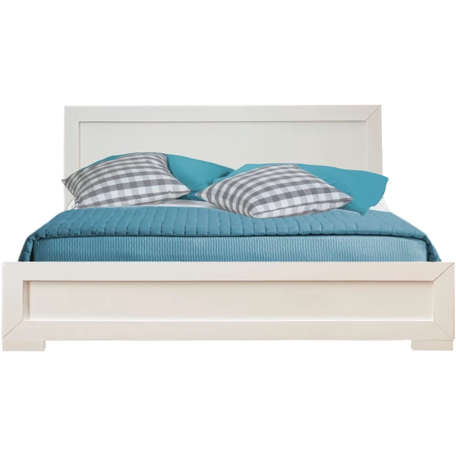 White wood full platform bed in minimalist bedroom design