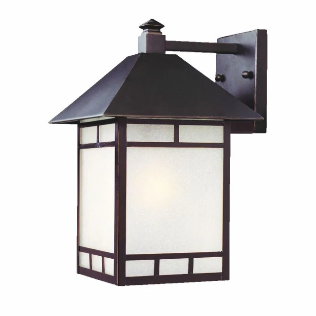 bronze frosted glass lantern wall light with rectangular design and wood accents