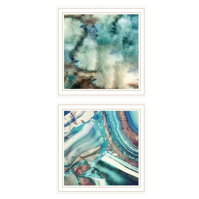 ii white framed print wall art with abstract aqua patterns and urban design elements