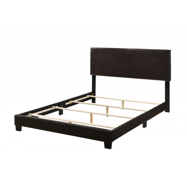 Queen Espresso PU Bed with elegant design and sturdy frame