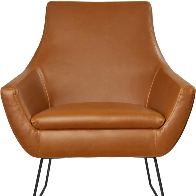 Retro Mod Distressed Camel Faux Leather Arm Chair Retro Mod Distressed Camel Faux Leather Arm Chair