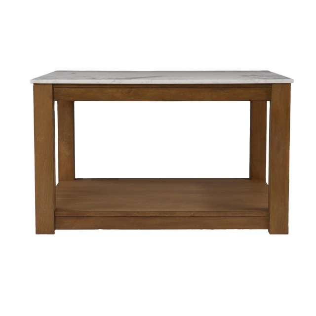 Solid manufactured wood square coffee table with drawers and wood stain finish