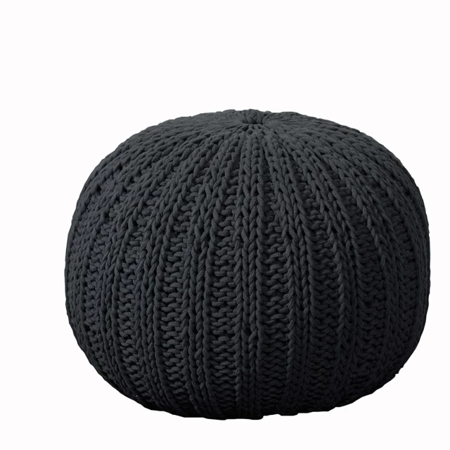 Black cotton ottoman with fashion accessory elements in a balanced circular design