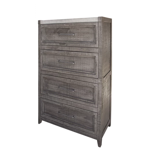 Gray solid wood four drawer chest in minimalist style