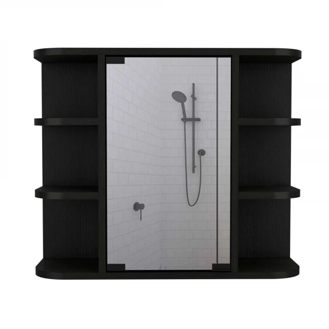 Wall mounted accent cabinet with six shelves featuring cabinetry and furniture design