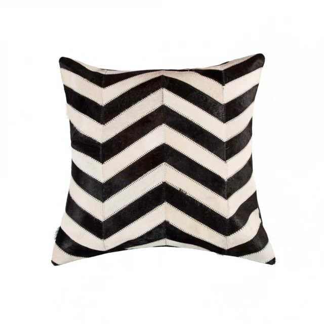 Black and white chevron cowhide throw pillow for home decor