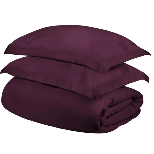 High-quality blend thread count washable duvet cover with comfortable magenta collar design