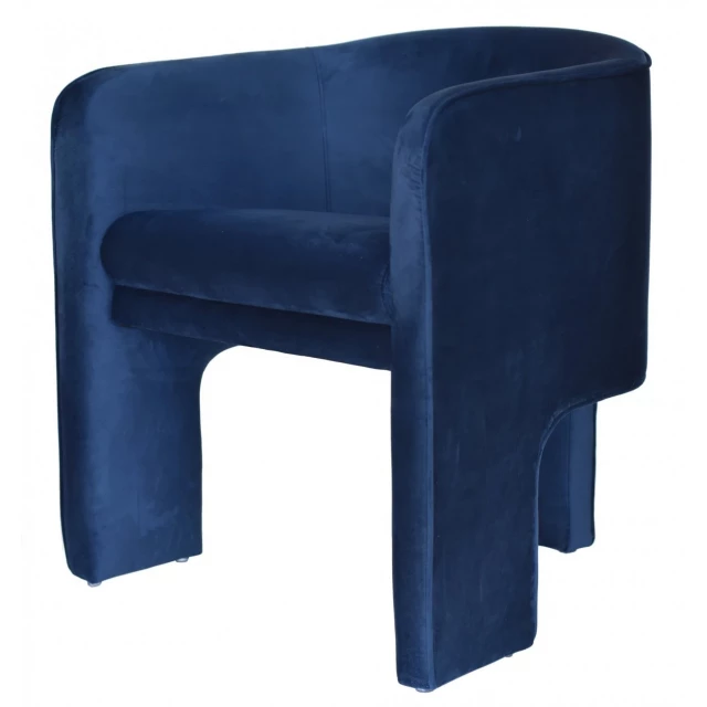 Royal blue gray velvet legged chair with electric blue accent