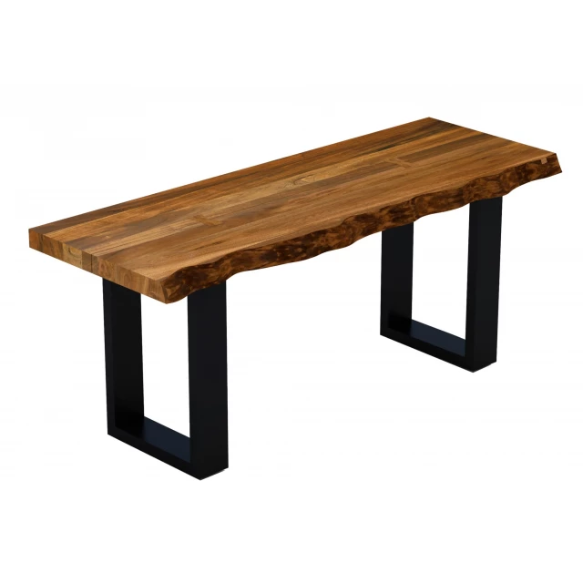 Brown black solid wood dining bench for outdoor furniture