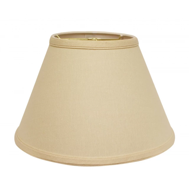 Parchment beige empire slanted linen lampshade with wood and metal accents