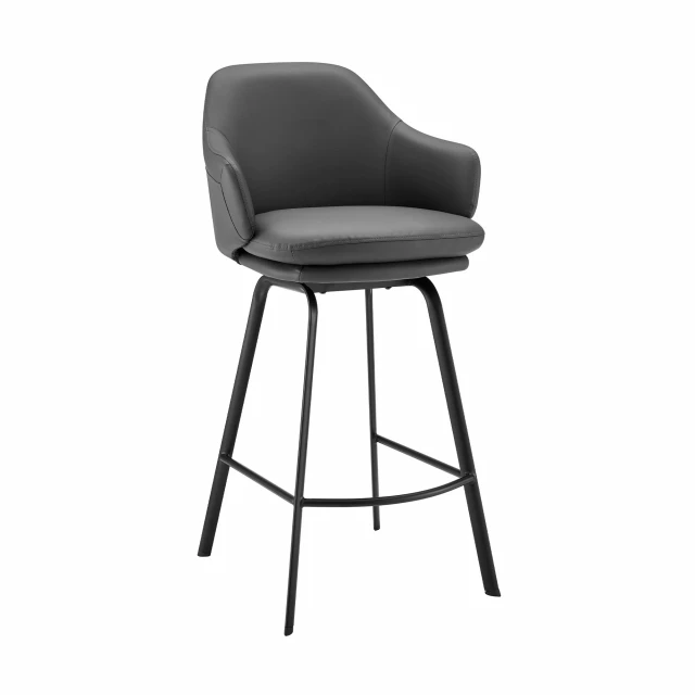 Low back bar height bar chair with comfortable seating and metal accents