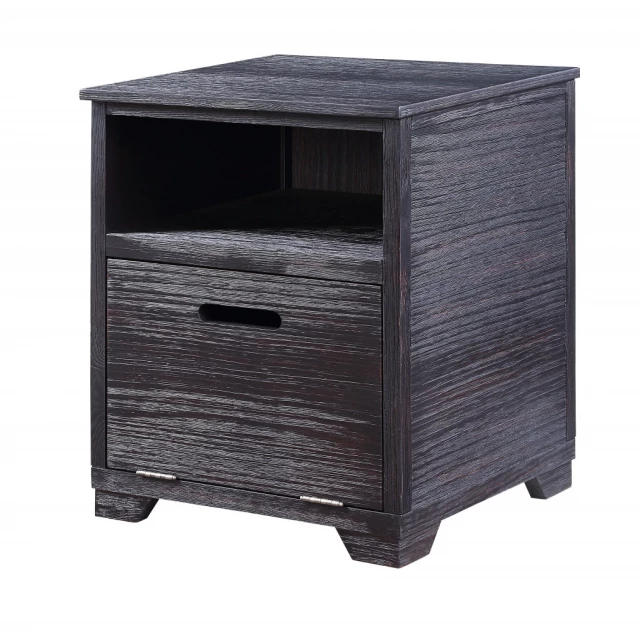 Solid wood rectangular end table with drawers for storage in furniture cabinetry style