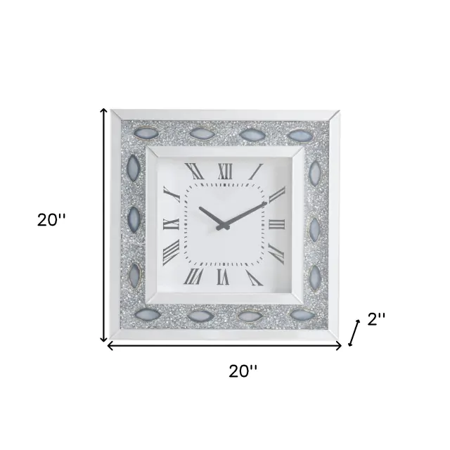 Mirrored Faux Crystal And Agate Wall Clock Mirrored Faux Crystal And Agate Wall Clock