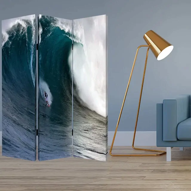 48 X 72 Multi Color Wood Canvas Wave Screen 48 X 72 Multi Color Wood Canvas Wave Screen