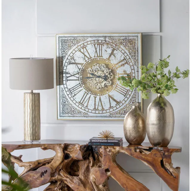 Silver And Gold Antique Style Square Wall Clock Silver And Gold Antique Style Square Wall Clock