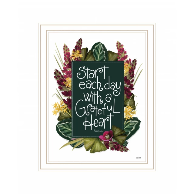 heart white framed print wall art with floral petal design and subtle Christmas decoration elements