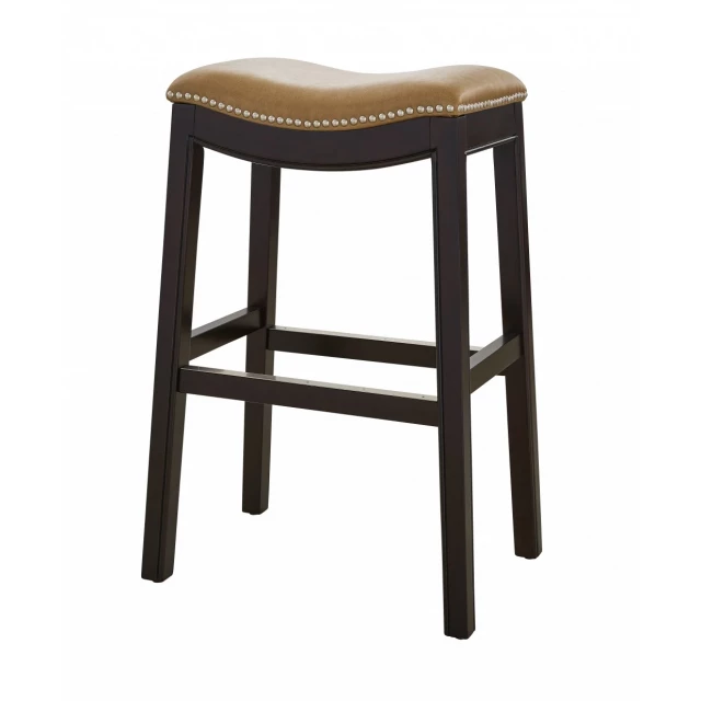 Wood backless counter height bar chair in hardwood with natural wood stain finish