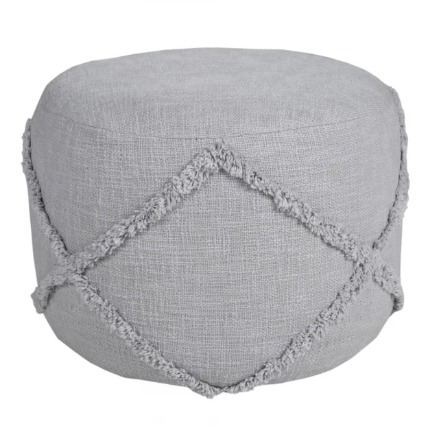 Gray cotton ottoman with comfortable circular pattern and subtle grey tones