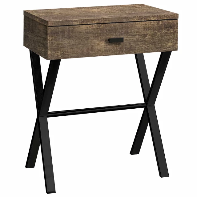 Black brown end table with drawer for bedroom or living room furniture
