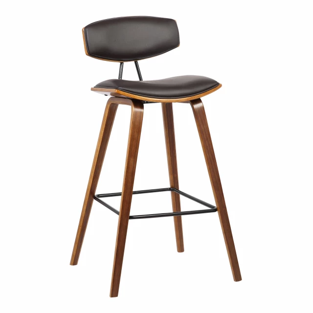 Low back counter height bar chair with wood and metal design