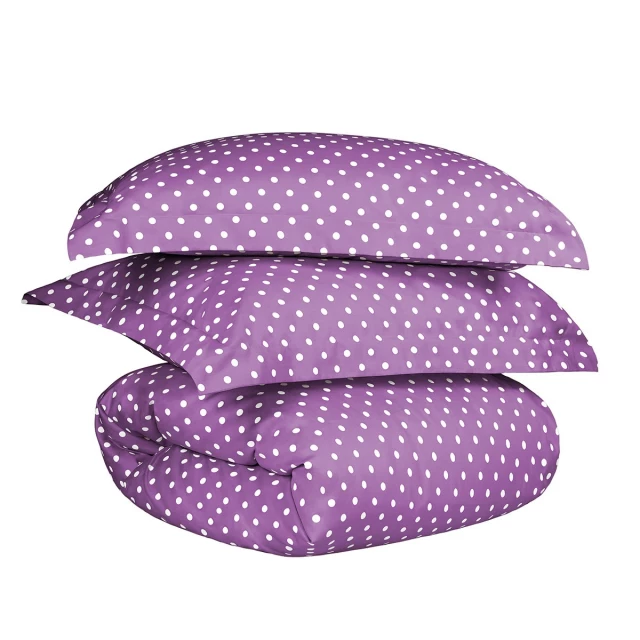 Blend thread count washable duvet cover in purple with decorative hat design
