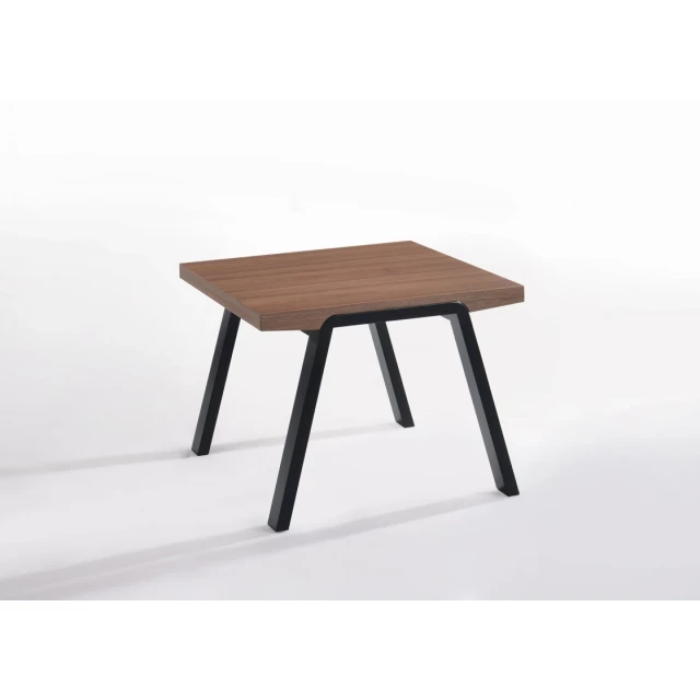 Walnut wood black metal end table with modern design for living room or office space