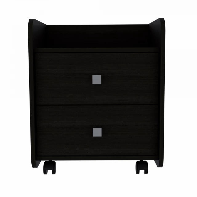 Black nightstand with drawers for bedroom furniture storage