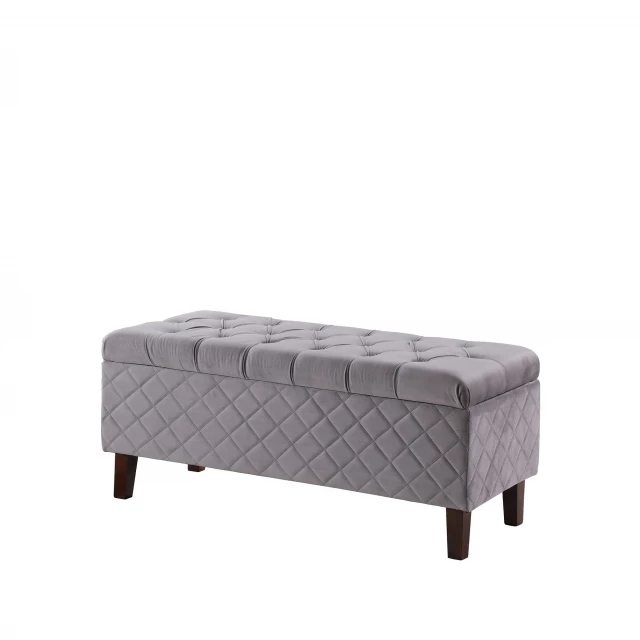 Brown upholstered polyester blend bench with flip-top design for storage and seating in home decor