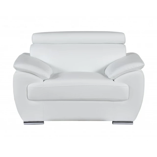White captivating leather chair with comfortable armrests and modern design