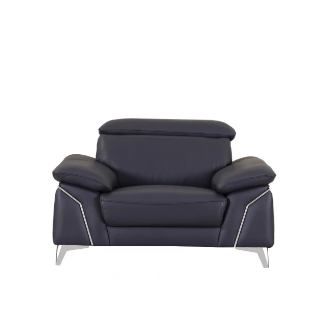 navy blue genuine italian leather chair with armrests for comfortable seating