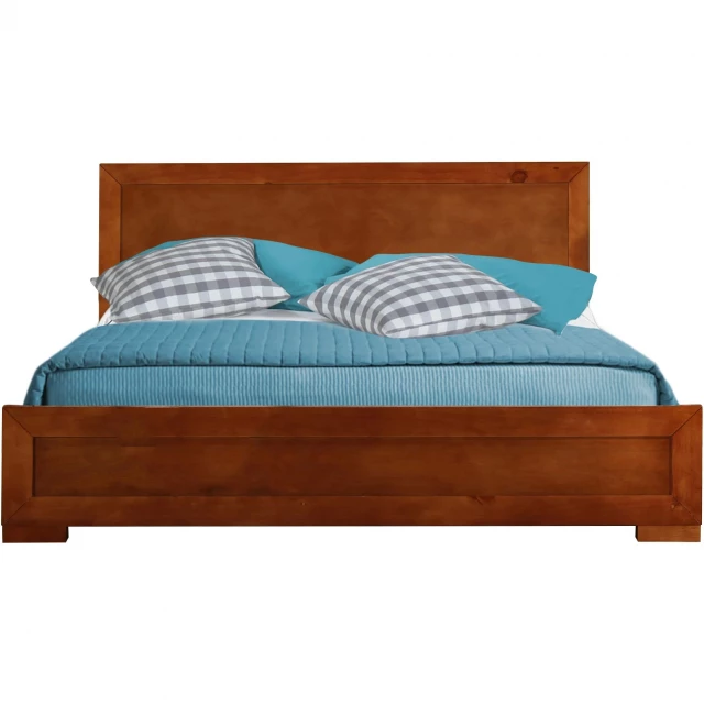 Cherry wood twin platform bed in a minimalist bedroom setting