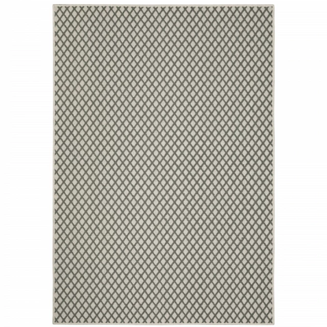 stain resistant indoor outdoor area rug with grey rectangle pattern