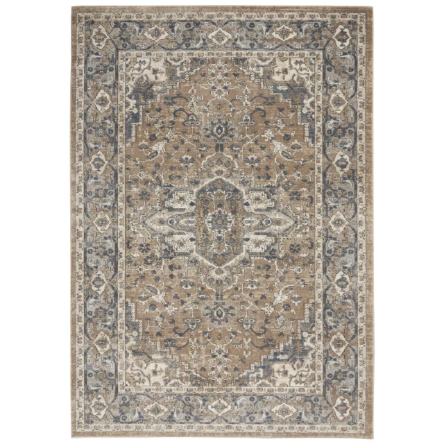 power loom non skid area rug in brown beige with rectangle pattern