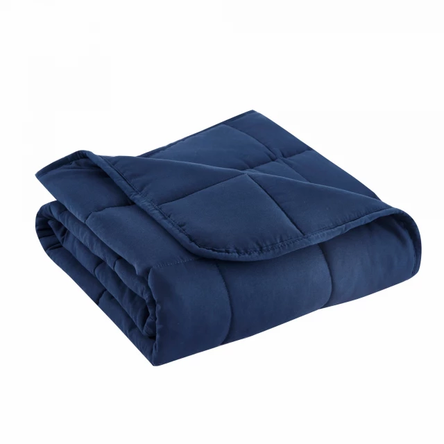 Blue travel-weight microfiber throw