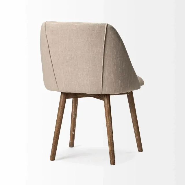 Set Of Two Cream And Brown Upholstered Fabric Side Chairs Set Of Two Cream And Brown Upholstered Fabric Side Chairs